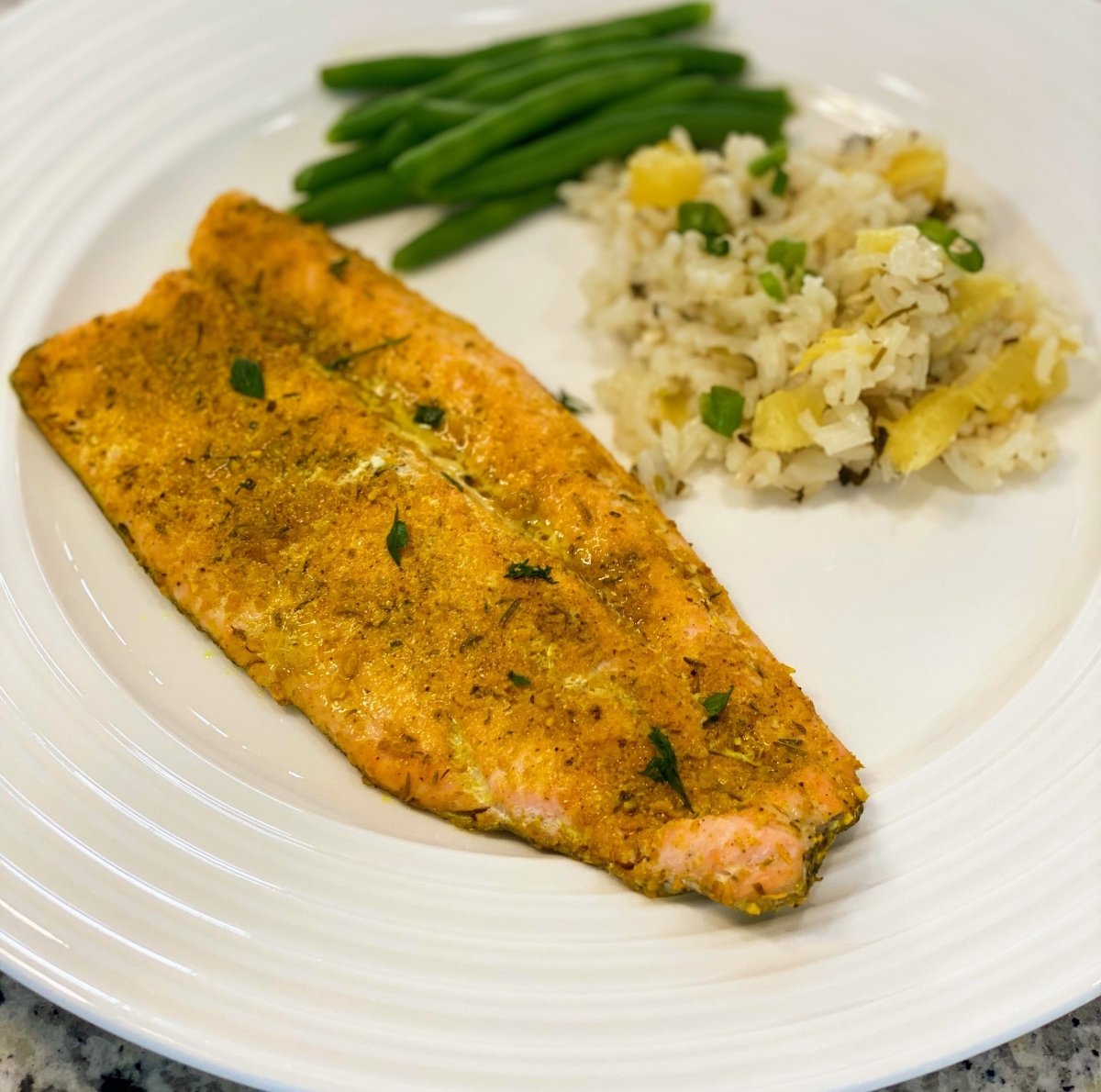 Caribbean Steelhead Trout and Pineapple Rice - Fresh Fish Fast