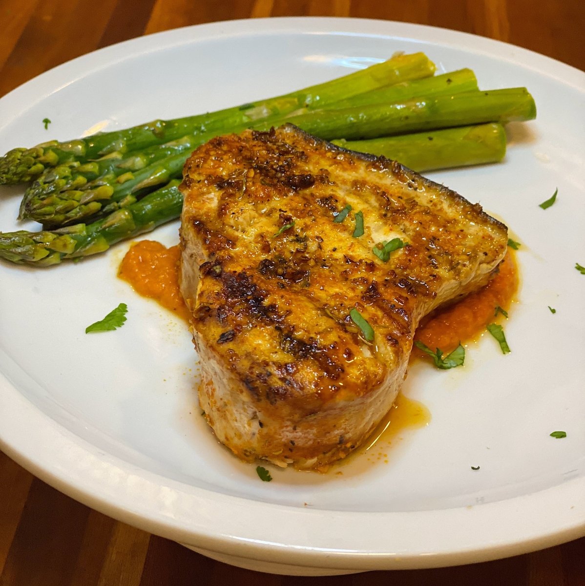 Lola’s Spices Cajun Grilled Swordfish with Tomato and Bell pepper sauce - Fresh Fish Fast