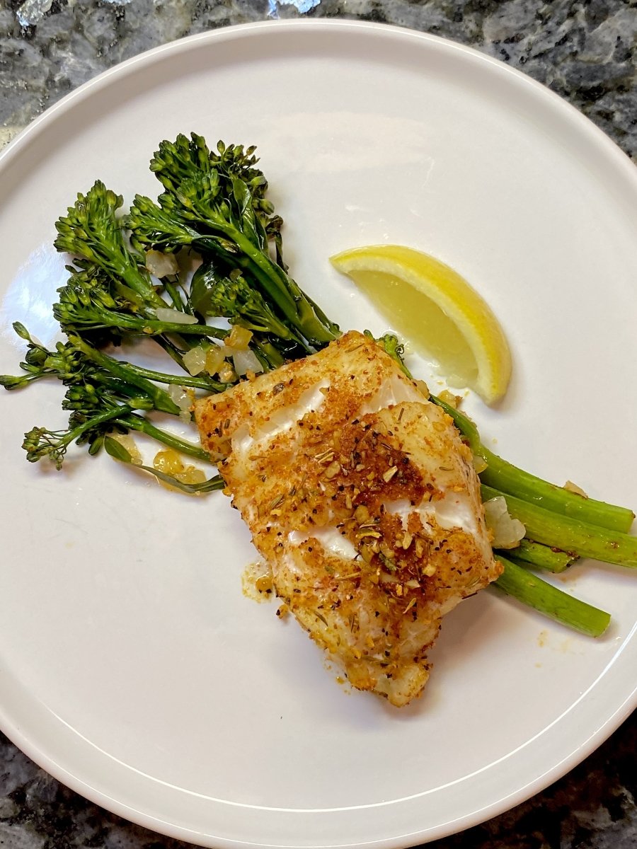 Lola’s Spices Cajun Oven Roasted Halibut with Broccolini - Fresh Fish Fast
